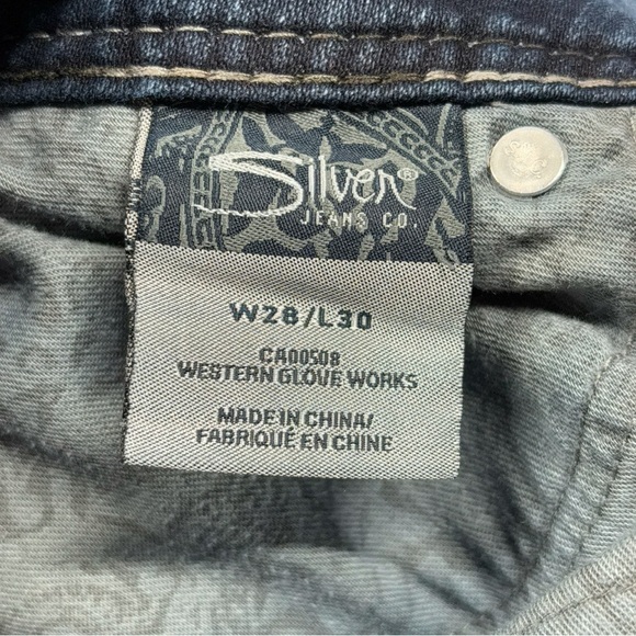 Silver Jeans Womens 28 Suki Surplus Dark Boot Cut Flap Pockets Big Stitch Party - Picture 3 of 5